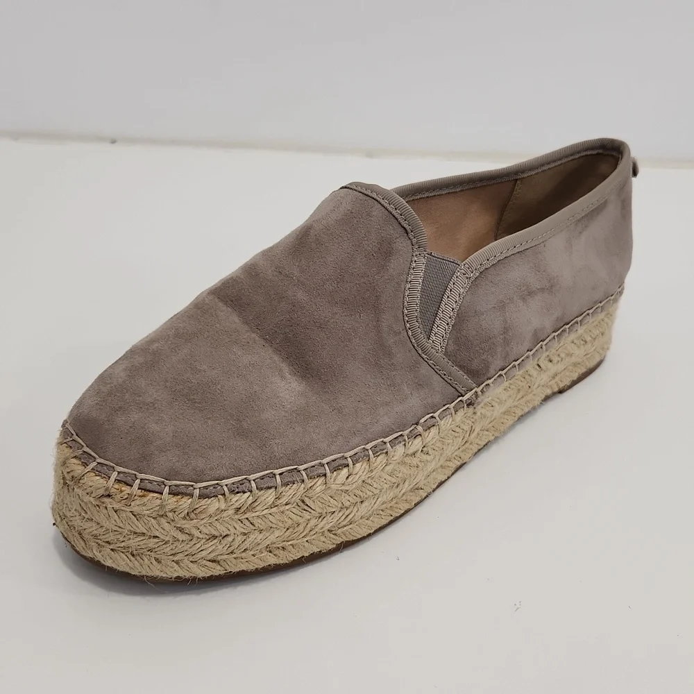 Sam Edelman Carrin Women's 9M Gray Suede Espadrille Platform Slip On Shoes EUC